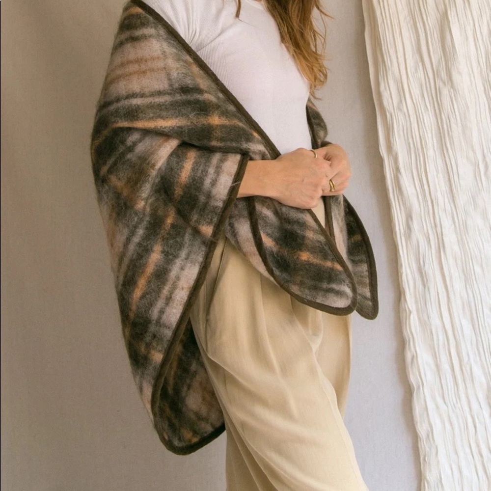 Mohair plaid shawl vintage